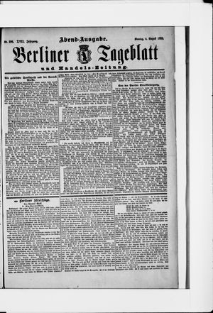 Berliner Tageblatt und Handels-Zeitung vom 06.08.1888
