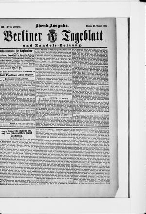 Berliner Tageblatt und Handels-Zeitung on Aug 20, 1888
