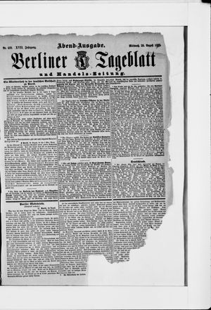 Berliner Tageblatt und Handels-Zeitung on Aug 29, 1888