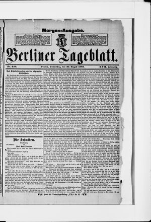 Berliner Tageblatt und Handels-Zeitung vom 30.08.1888