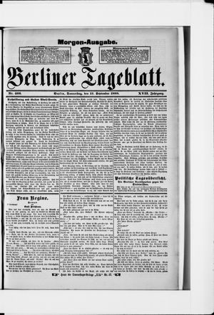 Berliner Tageblatt und Handels-Zeitung vom 13.09.1888