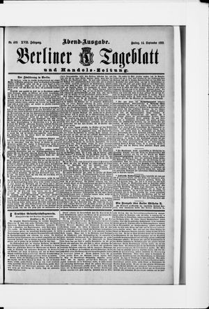 Berliner Tageblatt und Handels-Zeitung vom 14.09.1888