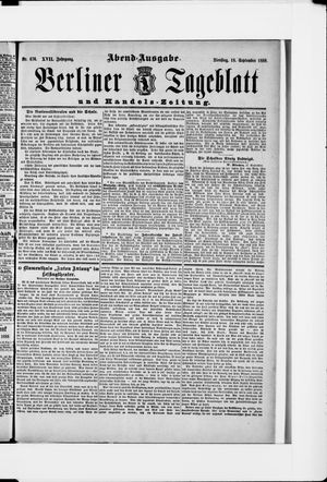Berliner Tageblatt und Handels-Zeitung on Sep 18, 1888
