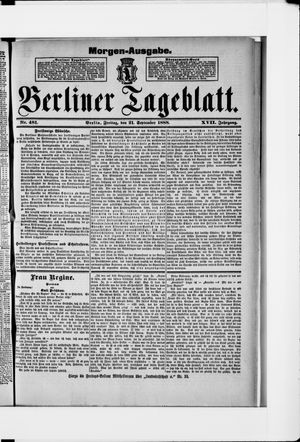 Berliner Tageblatt und Handels-Zeitung on Sep 21, 1888