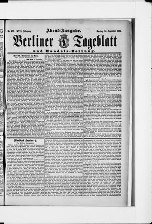 Berliner Tageblatt und Handels-Zeitung vom 24.09.1888