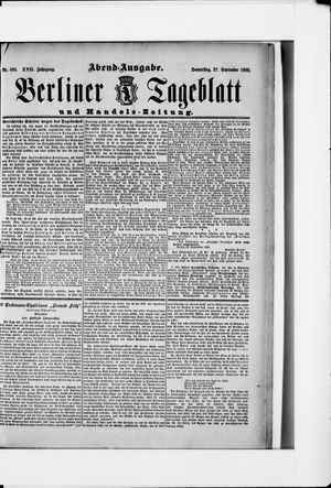 Berliner Tageblatt und Handels-Zeitung on Sep 27, 1888