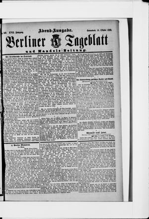 Berliner Tageblatt und Handels-Zeitung on Oct 13, 1888