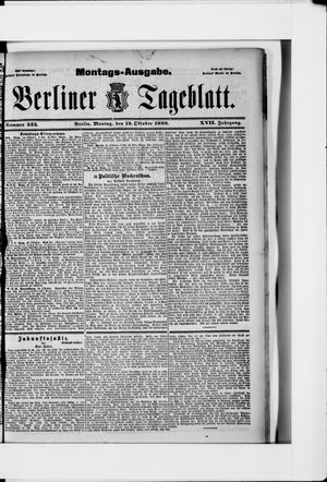 Berliner Tageblatt und Handels-Zeitung on Oct 15, 1888