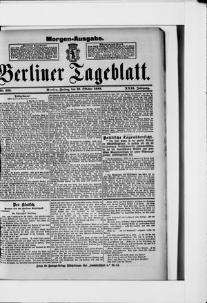 Berliner Tageblatt und Handels-Zeitung vom 19.10.1888