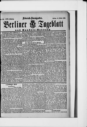 Berliner Tageblatt und Handels-Zeitung vom 19.10.1888