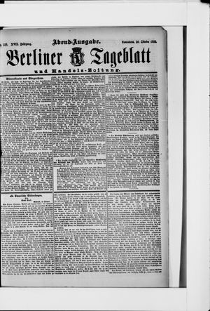 Berliner Tageblatt und Handels-Zeitung on Oct 20, 1888