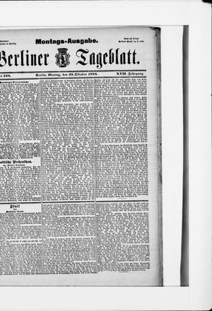Berliner Tageblatt und Handels-Zeitung vom 22.10.1888