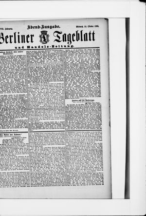 Berliner Tageblatt und Handels-Zeitung vom 24.10.1888