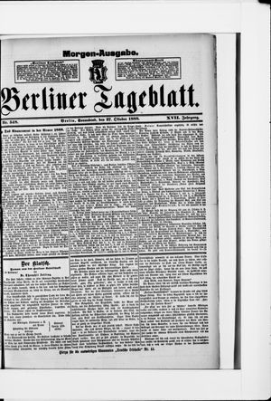 Berliner Tageblatt und Handels-Zeitung on Oct 27, 1888