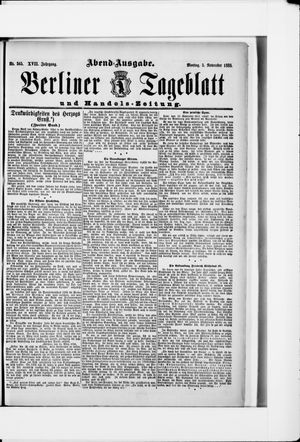 Berliner Tageblatt und Handels-Zeitung on Nov 5, 1888