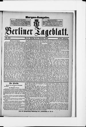 Berliner Tageblatt und Handels-Zeitung on Nov 9, 1888