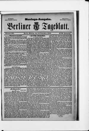 Berliner Tageblatt und Handels-Zeitung vom 12.11.1888