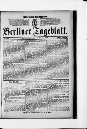 Berliner Tageblatt und Handels-Zeitung vom 15.11.1888