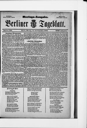 Berliner Tageblatt und Handels-Zeitung vom 19.11.1888