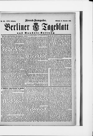 Berliner Tageblatt und Handels-Zeitung vom 21.11.1888
