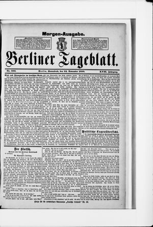 Berliner Tageblatt und Handels-Zeitung on Nov 24, 1888