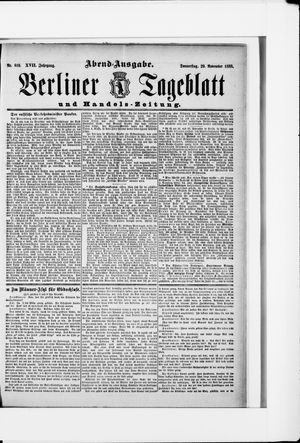 Berliner Tageblatt und Handels-Zeitung on Nov 29, 1888