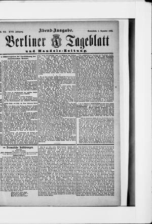 Berliner Tageblatt und Handels-Zeitung vom 01.12.1888