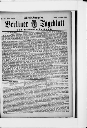 Berliner Tageblatt und Handels-Zeitung vom 03.12.1888