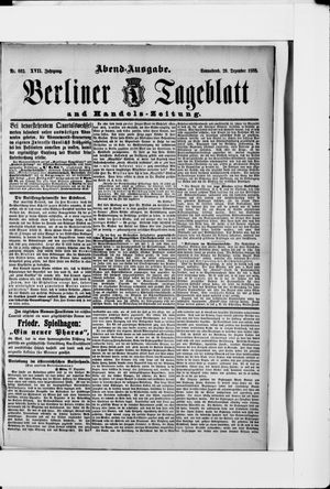 Berliner Tageblatt und Handels-Zeitung vom 29.12.1888