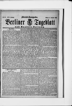 Berliner Tageblatt und Handels-Zeitung vom 31.12.1888