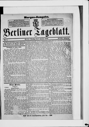 Berliner Tageblatt und Handels-Zeitung vom 01.01.1889