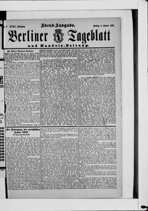 Berliner Tageblatt und Handels-Zeitung on Jan 4, 1889