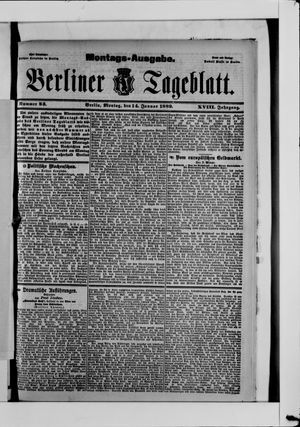 Berliner Tageblatt und Handels-Zeitung on Jan 14, 1889