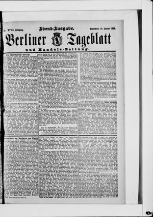 Berliner Tageblatt und Handels-Zeitung vom 19.01.1889