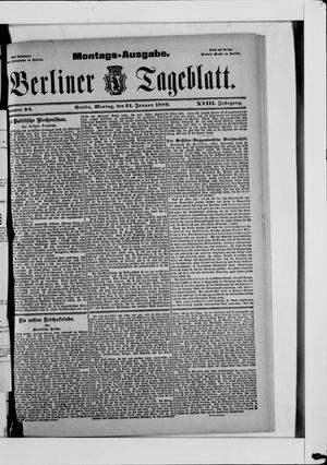 Berliner Tageblatt und Handels-Zeitung vom 21.01.1889