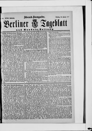 Berliner Tageblatt und Handels-Zeitung on Jan 22, 1889