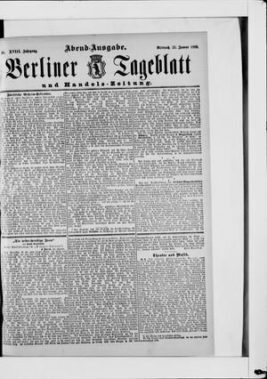 Berliner Tageblatt und Handels-Zeitung on Jan 23, 1889