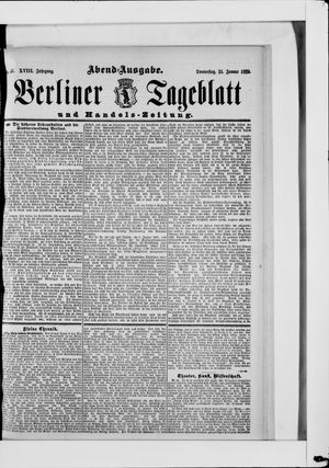 Berliner Tageblatt und Handels-Zeitung on Jan 24, 1889