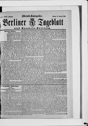 Berliner Tageblatt und Handels-Zeitung vom 28.01.1889