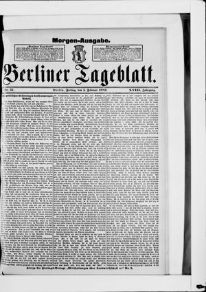 Berliner Tageblatt und Handels-Zeitung on Feb 1, 1889