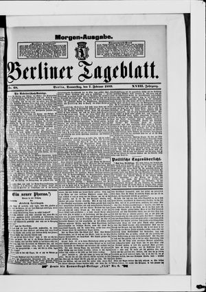 Berliner Tageblatt und Handels-Zeitung vom 07.02.1889