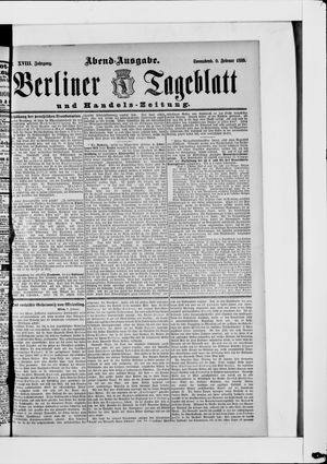 Berliner Tageblatt und Handels-Zeitung on Feb 9, 1889
