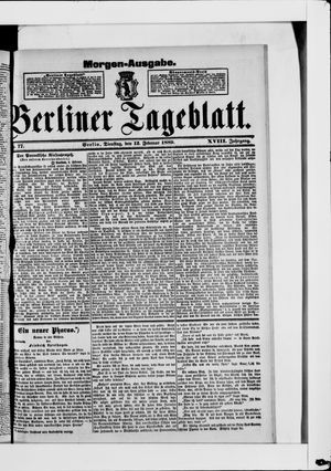 Berliner Tageblatt und Handels-Zeitung vom 12.02.1889