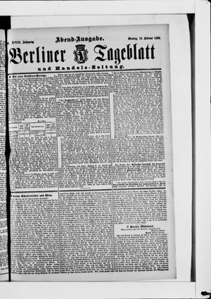 Berliner Tageblatt und Handels-Zeitung vom 18.02.1889