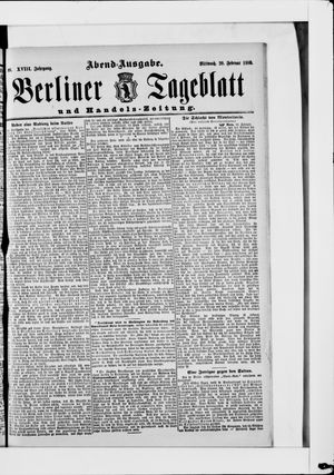 Berliner Tageblatt und Handels-Zeitung on Feb 20, 1889