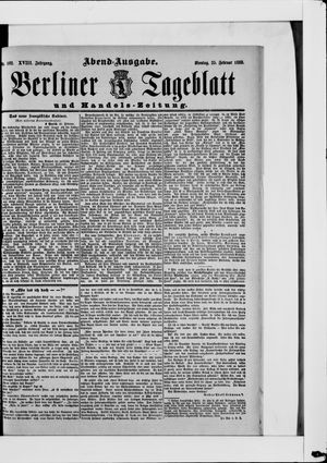 Berliner Tageblatt und Handels-Zeitung on Feb 25, 1889