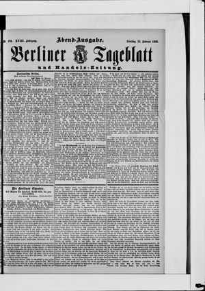 Berliner Tageblatt und Handels-Zeitung vom 26.02.1889
