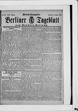 Berliner Tageblatt und Handels-Zeitung vom 28.02.1889