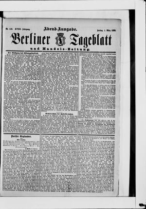 Berliner Tageblatt und Handels-Zeitung vom 01.03.1889