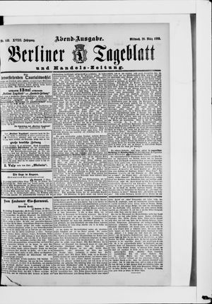 Berliner Tageblatt und Handels-Zeitung on Mar 20, 1889